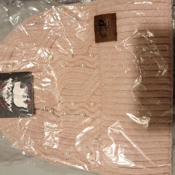 New in package pink and gray rhinestone beanie stocking cap each sold separately - Picture 2 of 13